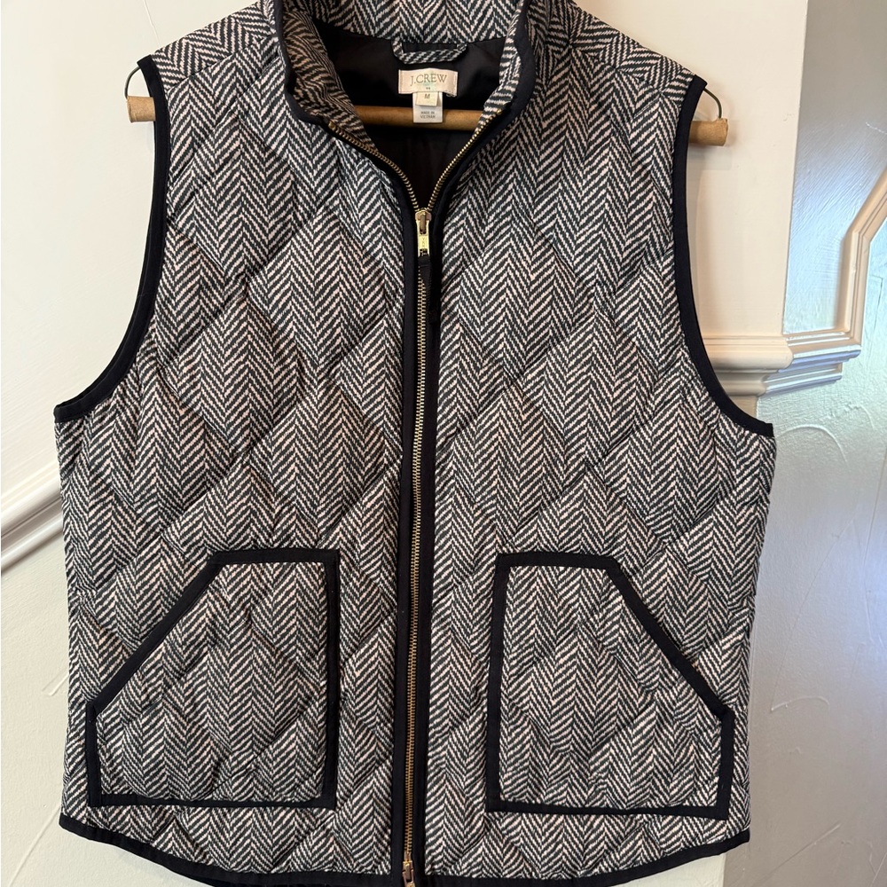 J. Crew Black and White Quilted Vest